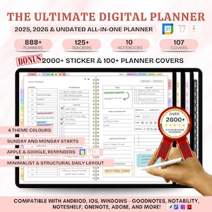BESTSELLER Digital Planner 2025 2026 Undated, Hyperlinked Planner 2025, Goodnotes Planner, Budget Planner, Planner Templates, Ipad Planner
