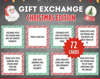 Holiday Gift Swap Christmas Gift Exchange Printable Game, Pass The Present Holiday Trivia, Christmas Party Game, Christmas Adult Family Game