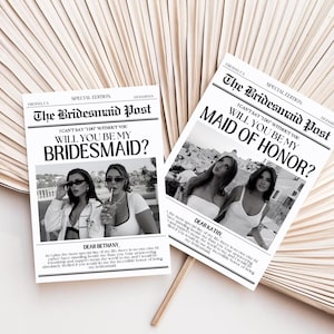 Brautjungfer Vorschlag Karte, Zeitung Brautjungfer Vorschlag, Trauzeugin Vorschlag Karte, Brautjungfer Info Karte, Willst du meine Brautjungfer sein Karte Bild 7