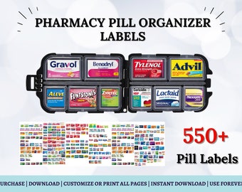 Pharmacy Pill Organizer Labels, Pill Box, Pill Organizer, Pill Labels, Pill Stickers, Pharmacy Labels, Pill Case Labels, Travel Pill Case