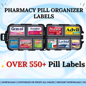 Pocket Pharmacy, Pharmacy Labels, Pill Case, Pill Organizer, Pill Box Labels, Pill Container, Medicine Labels, Travel Pill Case, Pill Box