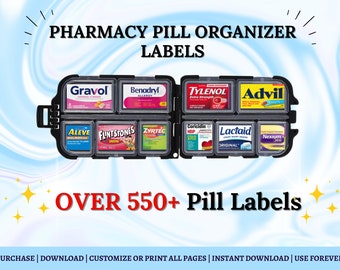 Pocket Pharmacy, Pharmacy Labels, Pill Case, Pill Organizer, Pill Box Labels, Pill Container, Medicine Labels, Travel Pill Case, Pill Box