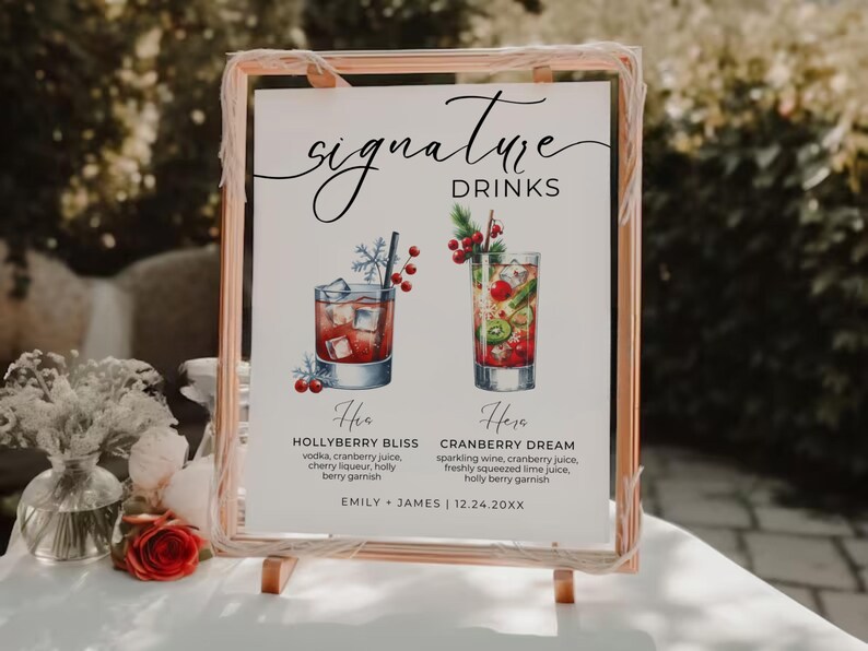 Signature Drink Sign, Holiday Drink Menu, Signature Cocktail Sign ...