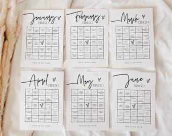 Maandelijkse bingokaart, planner voor doelen stellen, afdrukbare bingokaart 2025, jaarlijkse doelenlijst, Vision Board-bingokaart 2025, nieuwjaarsbingo