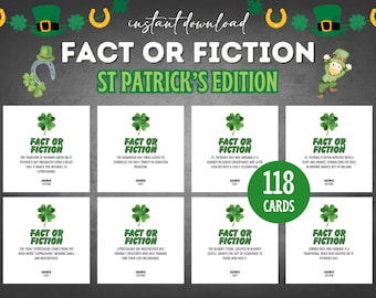 Fact Or Fiction St Patricks Game, St Patricks Printable, St Paddys Day Trivia, St Patricks Activity, St Paddys Game, St Patricks Trivia