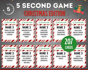 BESTSELLER 5 Second Game Christmas Edition, Christmas Party Games, Christmas Games, Printable Christmas Games Trivia, Christmas Printable