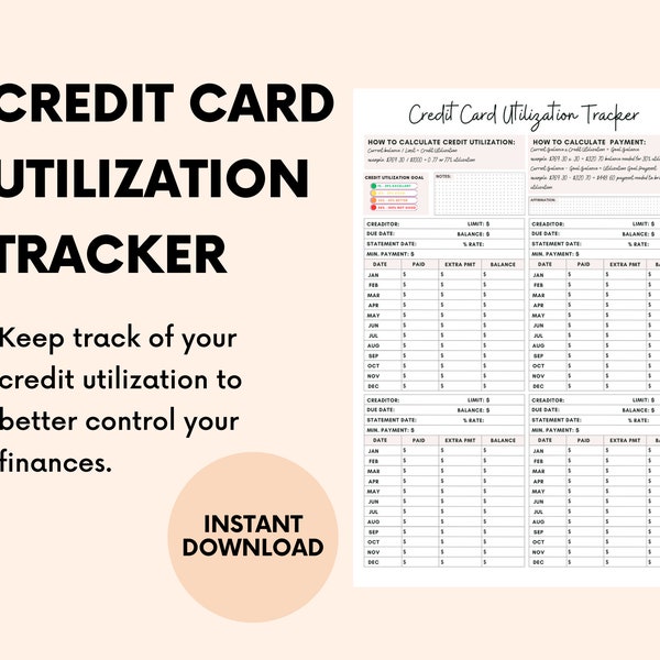 Credit Card Utilization Tracker, Credit Card Payment Tracker