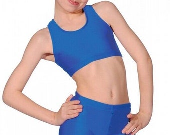 Prime fashions Girls Crop Top and Hot Pants - Sports, Gymnastics, Dance, Ballet Kids Nylon Costume - Modern & Stylish - 11 Colors Available