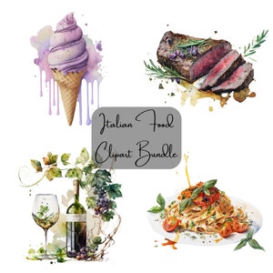17 Italienisches Essen Clipart PNG Italienisches Essen Vintage inspirierte Clipart Sommer Restaurant Essen kommerzielle Nutzung transparente Hintergründe