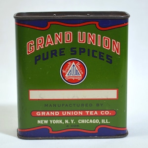 Vintage Grand Union Pure Spices Metal Spice Tin