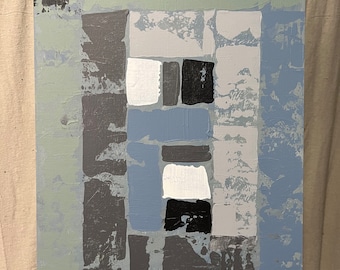Peinture abstraite grise de 12 x 16 po.