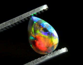 AAA Natural Ethiopian Opal Black Opal Size 7x10x4mm, Pear Faceted, October birthstone, Opal for jewelry, Loose Opal stone, Opal for pendant