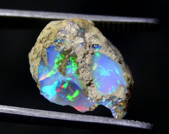 Opale éthiopienne naturelle de 11 carats, brute pour la fabrication de bijoux, cristal d'opale Welo, pierre de naissance d'octobre, minéral brut, pendentif opale 16x18x10mm