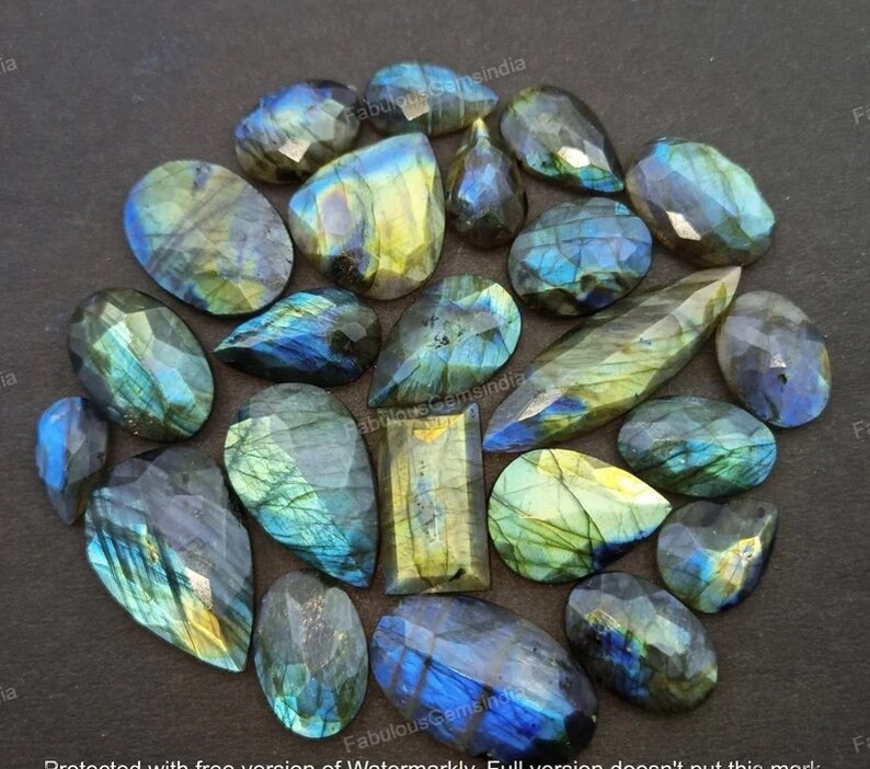 Natural Labradorite Gemstone Blue Fire Labradorite, Faceted Labradorite, Rose cut Labradorite, Labradorite cut stone, labradorite jewelry image 1