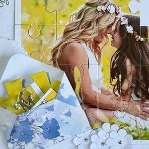 Biglietto d'auguri in stile puzzle personalizzato per coppia, regalo per la mamma, biglietto d'auguri in stile puzzle, regalo di anniversario per la famiglia, biglietto d'auguri con messaggio personalizzato