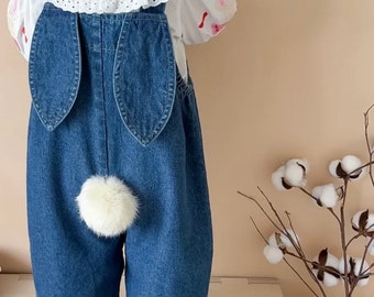 personalised embroidered denim bunny dungarees •  toddler baby outfit •