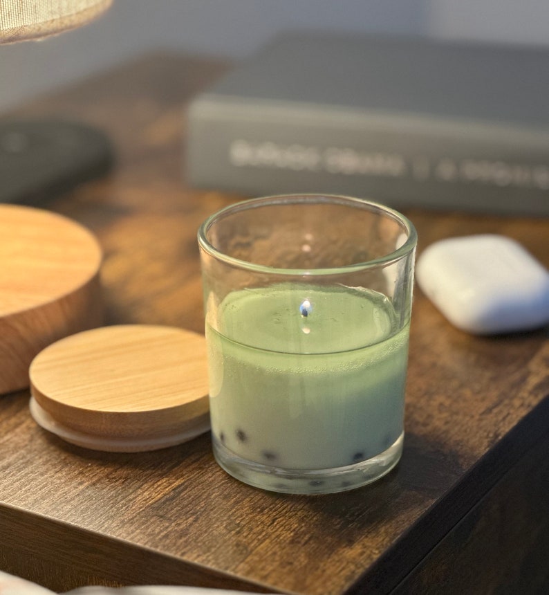 Honeydew Boba Candle Real Boba Pearls Natural Soy Candle Etsy