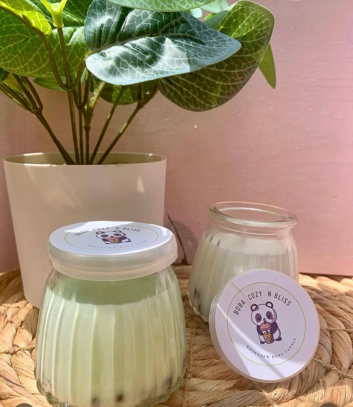 Honeydew Boba Candle Real Boba Pearls Natural Soy Candle Etsy