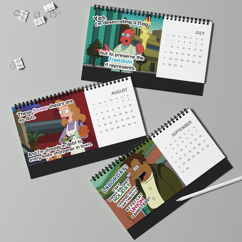 2024 Futurama Calendar Desktop Calendar Desk Calendar Etsy