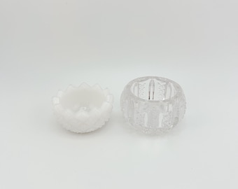 Vintage Kristall und Milchglas Salzstreuer