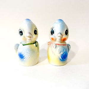 Vintage Anthropomorphic Blue Bird Salz und Pfefferstreuer Bild 1