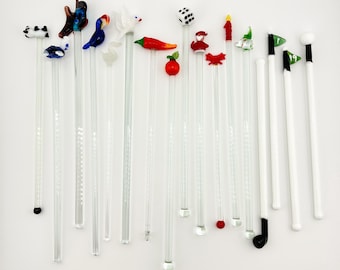 Swizzle Sticks Vintage Handblåst Glas
