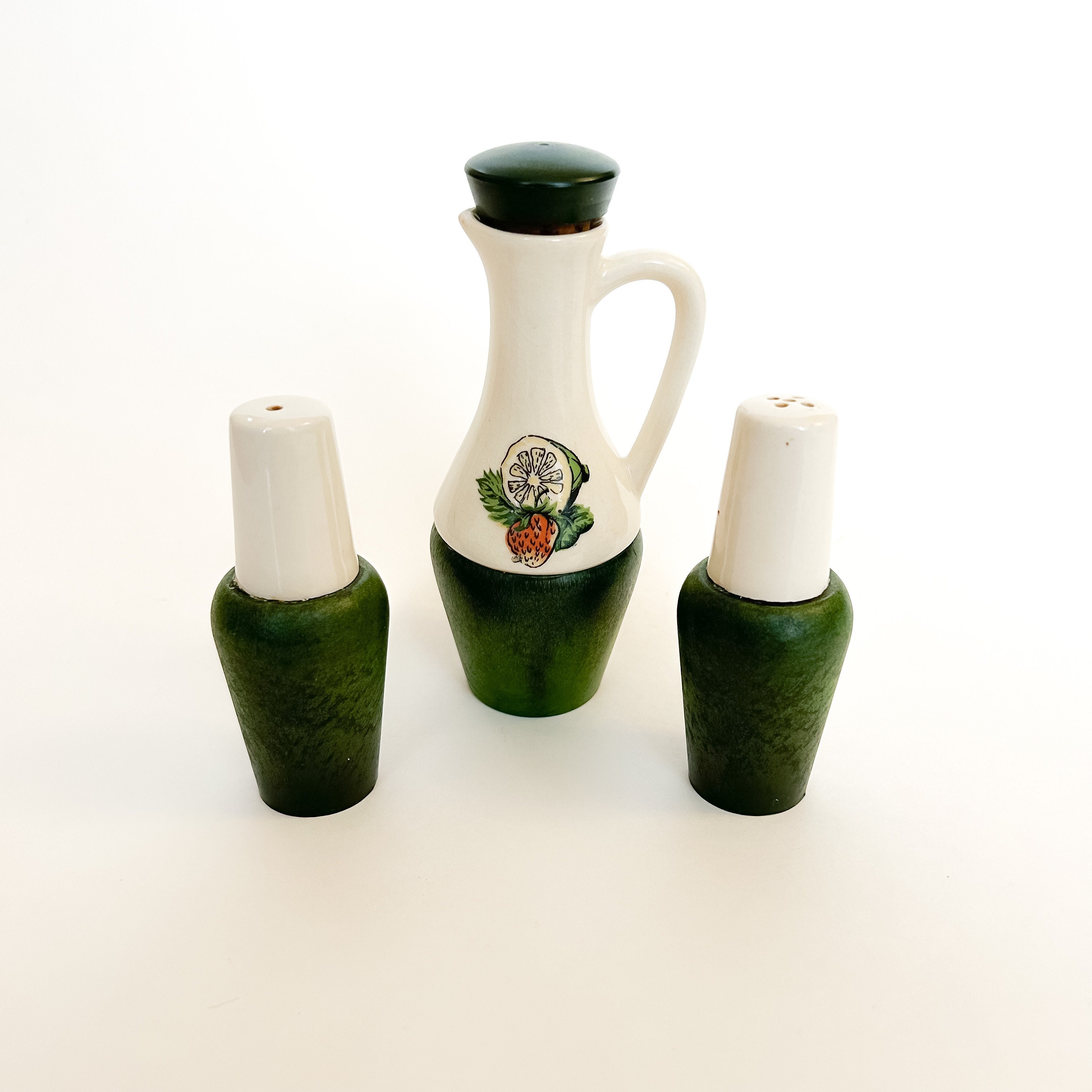 Vintage Mid Century Modern Stawberry and Lime Salt and Pepper Shakers
