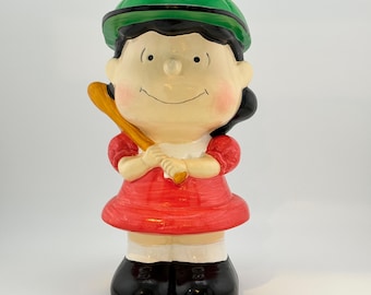 Hucha vintage de Lucy con forma de pelota de béisbol de Peanuts de 1971