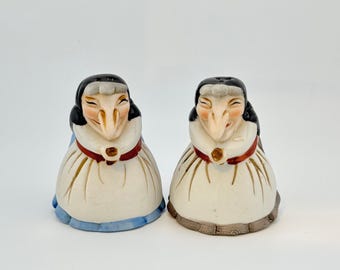Hexen auf Besenstiel Salz und Pfefferstreuer Vintage Charming Kitchen Witch viel Glück Geschenk