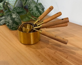 Wood and Brass Measuring Cups
