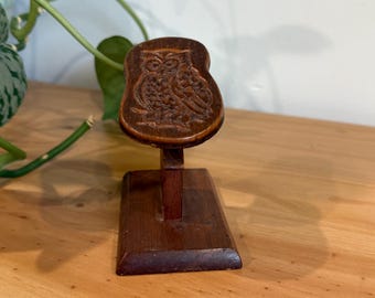 Vintage wooden owl note holder