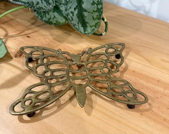 Brass Butterfly trivet Vintage