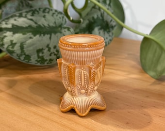 Greentown Chocolate Slag Cactus toothpick holder