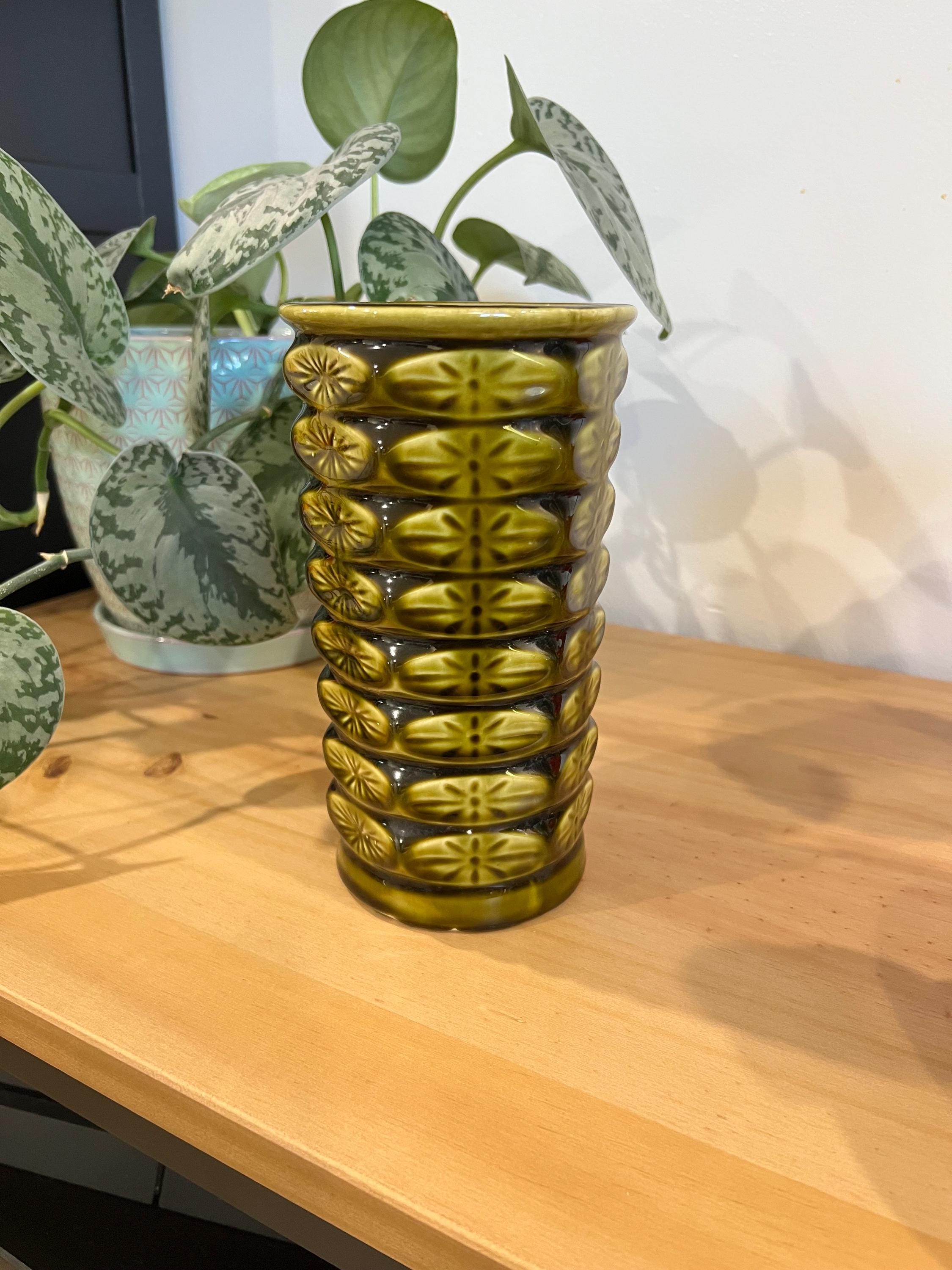 USA Pottery MCM Green Vase
