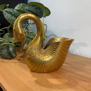 Large Brass Swan Planter