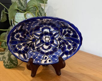 Talavera Mexican Pottery Blue and White Plate