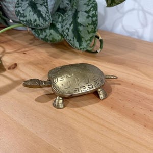 Caja de baratijas de tortuga de latón