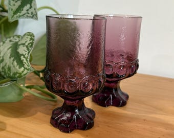 Amethyst Tiffin Madeira Glass Goblet Set