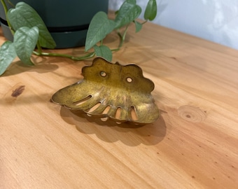 Antique wall mounted Scalloped Shell Soap Dish Brass