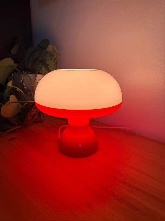 Vintage C.N. Burnham Mushroom Lamp 1970s Space Age MCM Orange
