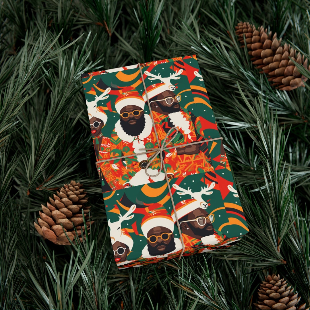 Wrapping Paper Black Santa African Wrapping Paper Gift Wrap Unique Gift
