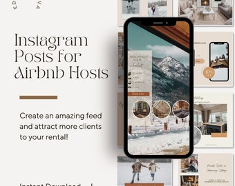 30 modelos de publicaciones de Airbnb para Instagram Cabina de lujo Plantilla de redes sociales VRBO modificable Ubicación de la cabina a corto plazo Publicación de Instagram