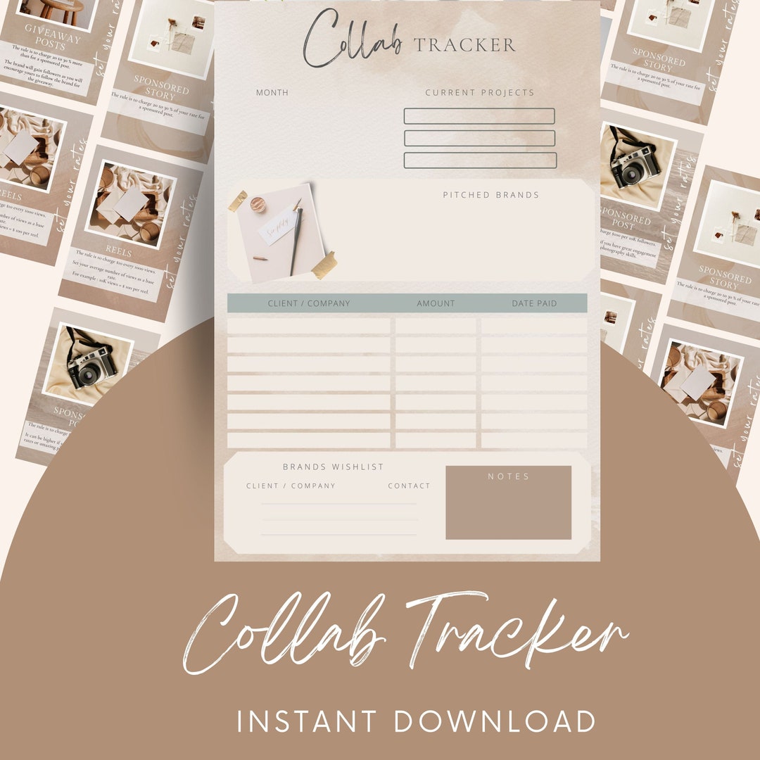 1 Page Tracker Template Brand Partnership Tracker for - Etsy