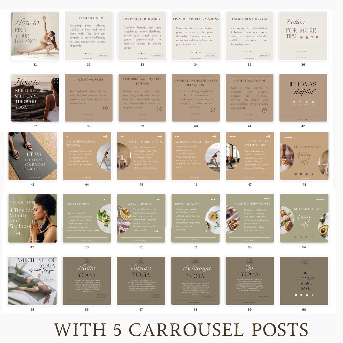 Yoga Instagram Canva Template Bundle for Yoga Studio Social Media ...