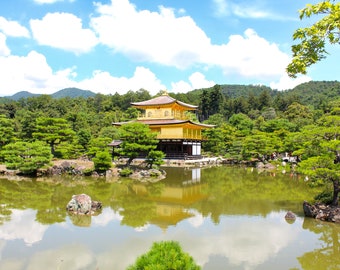 Kinkaku-Ji (Golden Pavilion) in Kyoto, Japan - Wide Shot - Digital Print