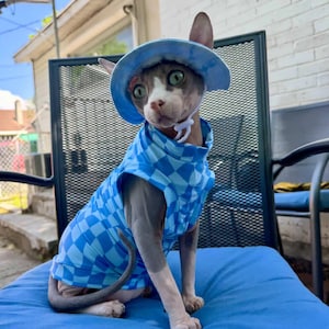 Camiseta para gato Sphynx con FPS: protección solar UV 50+ con diseño de dos mangas
