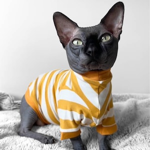 Long Sleeve Sphynx Cat Shirt: Handmade in Cotton Stretch Fabric