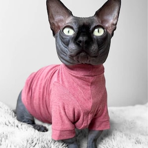 Long Sleeve Sphynx Cat Shirt: Handmade in Cotton Stretch Fabric