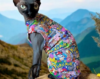 Ubranka dla kota sfinksa – sweter, bluza i koszula z kotem bez sierści | Ręcznie robiona odzież