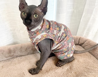Sphynx Cat Shirt:  Cotton Stretch Two Arm Hole Design
